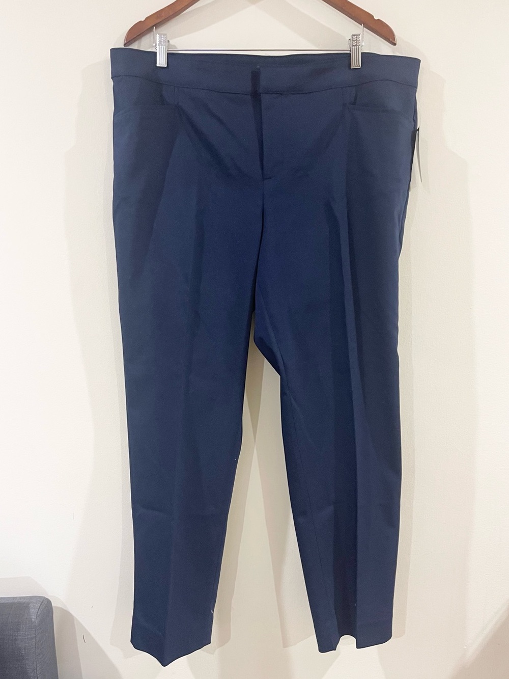 Chaps Icon Classic Women's Navy Slim-Leg Mid Rise Dress Pants size 18W